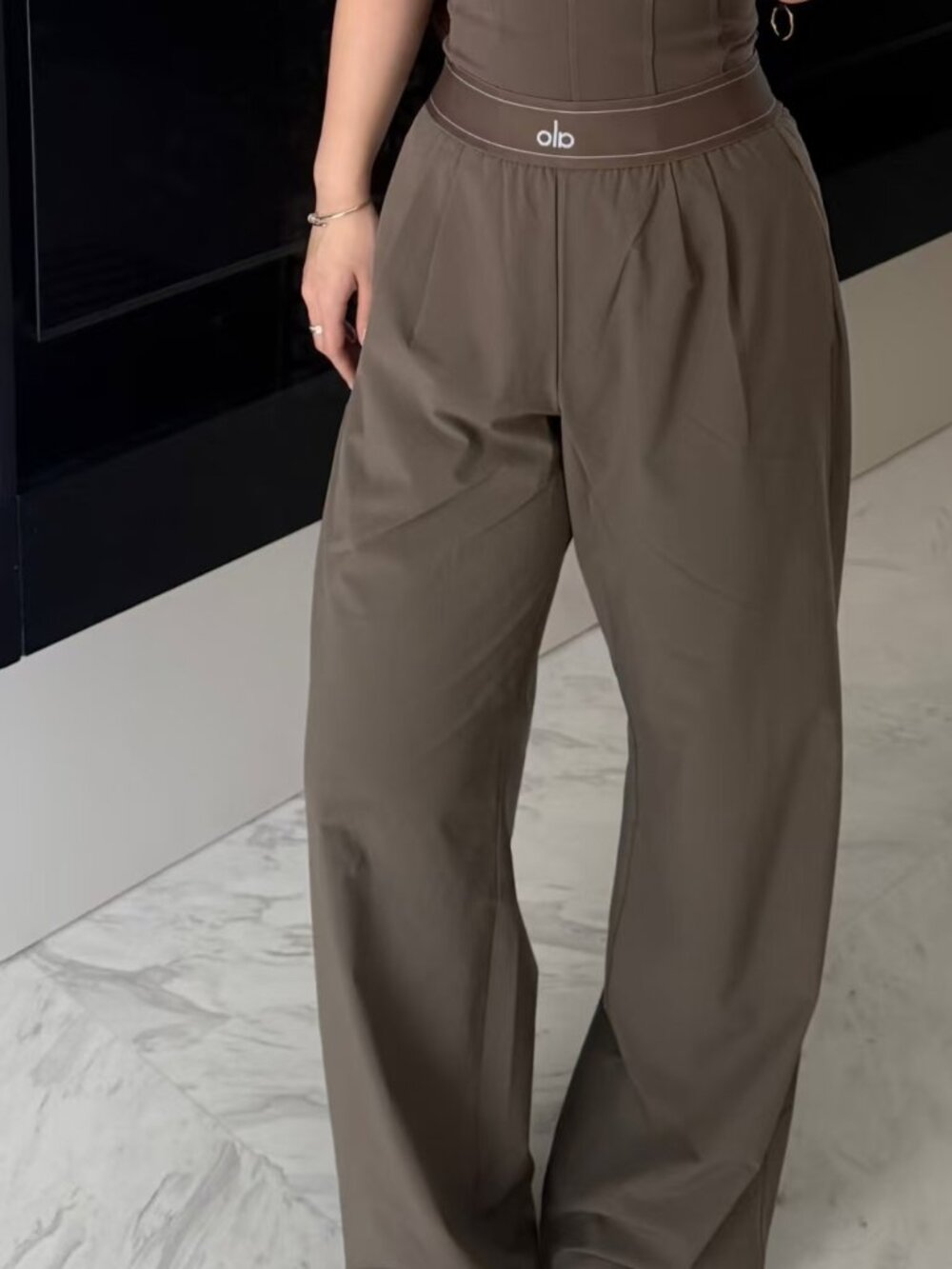 Brown Alo Yoga Suit Up Trouser(Regular)Wide Leg🦋